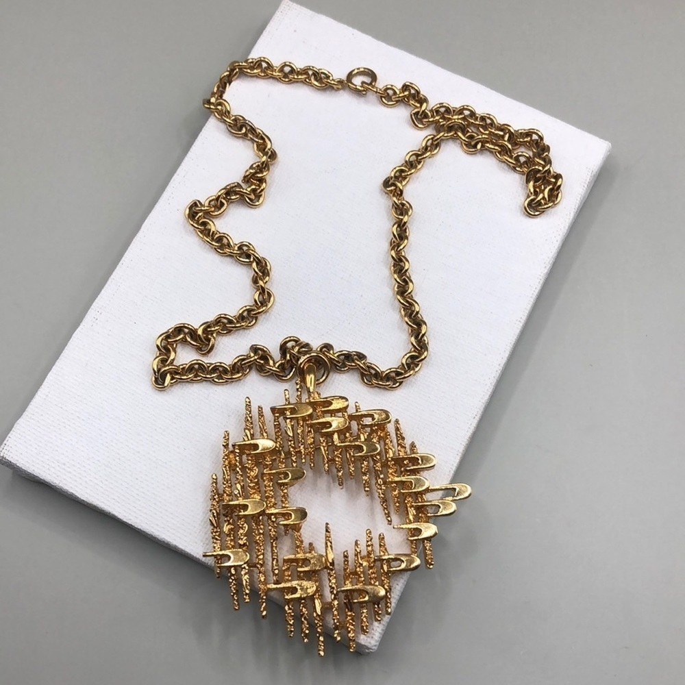 Vintage Boucher modernist brutalist convertible brooch pendant necklace